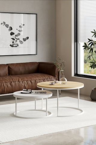 Faymend Prime 2'li Orta Sehpa 'rivoli Beyaz' 70x58 Kırmızı