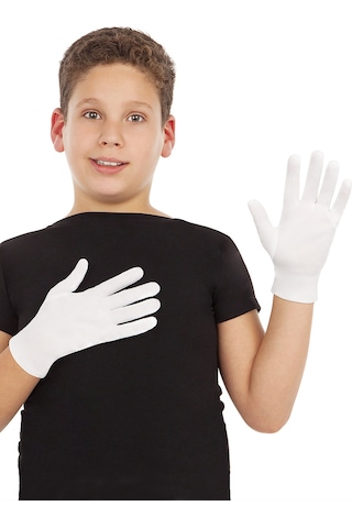 Erturkstore Beyaz Renk Çocuk Boy Likralı Pandomim Eldiveni Renkli