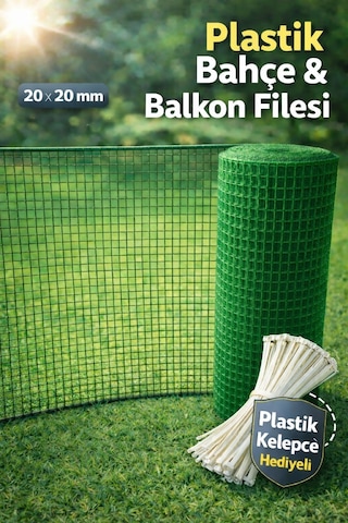 Plastik Yeşil Dekoratif Bahçe Çiti Perde Balkon Filesi 20 Mm Göz Kedi Filesi Kümes Filesi Çiti