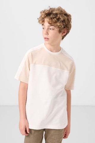 Tommylife Ekru Pamuklu Yumuşak Dokulu Oversize Fit Baskılı Erkek Çocuk T-shirt - 11290 Ekru