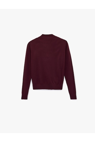 Koton Regular Fit Uzun Kollu Yarım Düğme Detaylı Dik Yaka Triko Kazak Bordo 6wak90556ht Bordo
