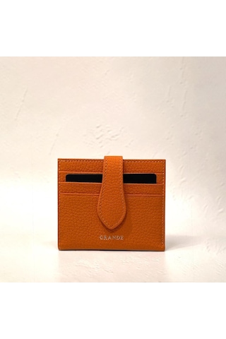 Grande Hakiki Deri Kart Cüzdanı Kartlık Orange