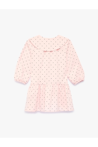 Koton Pamuklu A Kesim Uzun Kollu Puantiyeli Bebe Yaka Elbise Pembe Desenli 7wmg80004aw