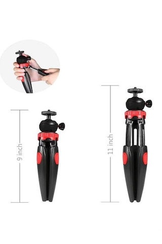 Tripod Modern Tarasım 3 Ayak Mini Kamera Ve Telefon Tripodu + Döner Başlık Telefon Tutucu Siyah