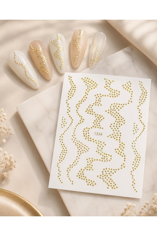 Holografik Altın Noktalar Tırnak Sticker Tırnak Etiketi Nail Art Jo-1334