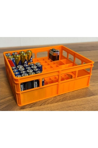 Pil Saklama Kutusu Sandığı Xxl Aa / Aaa / 9v 2032 Para Pili Plastik Kasa Görünümlü Turuncu