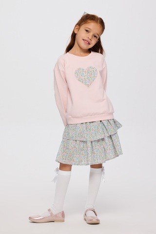 Made With Liberty Fabric Liberty Kumaş Kız Çocuk Sweatshirt Pembe