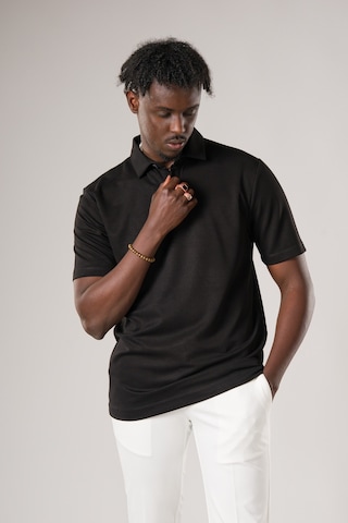 Fbi Regular Fit Dokulu Likralı Polo Yaka T-shirt Siyah