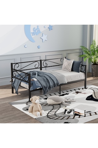 Luna Daybed Metal Karyola Siyah Ölçü Seçenekli Tek Kişilik