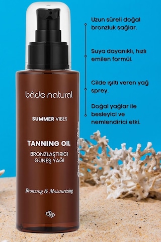 Bade Natural %100 Doğal Bronzlaştırıcı ve Nemlendirici Güneş Yağı 100 ML