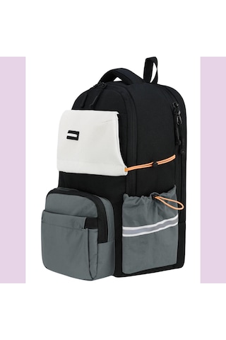 Ortopedik Ultra Lüx Büyük Boy 45 30 20 Cm Su Geçirmez Laptop Bölmeli Sırt Çantası Gri
