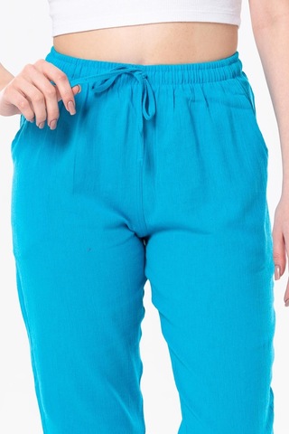 Eliş Şile Bezi Şile Bezi Çift Cepli Unisex Yazlık Pantolon Turkuaz Trkz-turkuaz Turkuaz