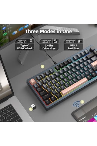 Magegee Light75 Tri-mode Rgb Hot-swap Mekanik Siyah Gaming Klavye