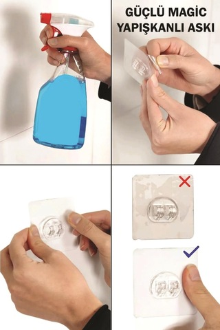 Paslanmaz Çelik Yapışkanlı Dikdörtgen Duvar Rafı & Organizer & Banyo Duş Askısı Çok Renkli