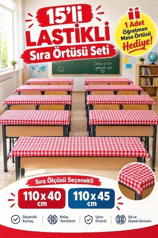 15 Adet Okul Sıra Örtüsü Lastikli Masa Örtüsü Leke Tutmaz Kumaş Kırmızı Pötikare Raşel 15 Adet Okul Sıra Örtüsü Lastikli Masa Örtüsü Leke Tutmaz Kumaş Kırmızı Pötikare Raşel