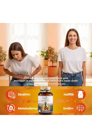 Kiperin Bromelain 2500 Gdu & Papain - Doğal Proteolitik Enzim 30 Kapsül & 700mg Akıllı Gıda Takviyesi