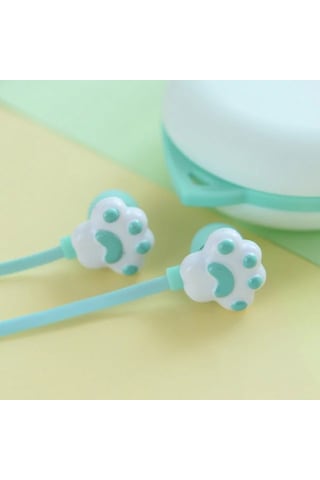 Yaratıcı Kedi Pençesi Kulak İçi Kulaklıklar Sevimli Kız Kulaklıkları Güzel Saklama Kutusu Öğrenci Çizgi Film Kulaklıkları Pembe -