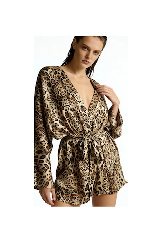 Fumee Lepia Kısa Saten Sabahlık / Kimono Çok Renkli
