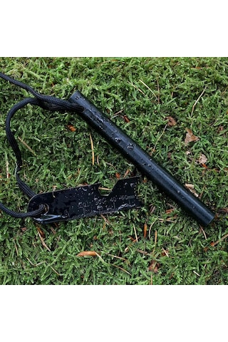 Valkyrie 10cm Boy 1cm En Full Magnezyum Ateş Başlatıcı Bar - %100 Katkısız Alüminyum İçermez Fire Starter Siyah