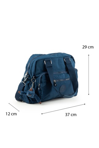 İmaks Büyük Boy 37 Cm Krinkıl Su İtici Hafif Kumaş Çok Gözlü Anne Okul Seyahat Omuz Çantası 1450 Lacivert