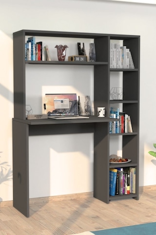 Duru Kitaplıklı Çalışma Masası Antrasit Antrasit