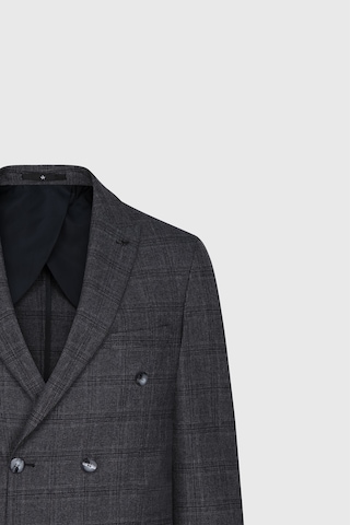 AC&Co / Altınyıldız Classics Erkek Antrasıt Slim Fit Dar Kesim Kırlangıç Yaka Kareli Kapak Cepli Esnek Takım Elbise Antrasit