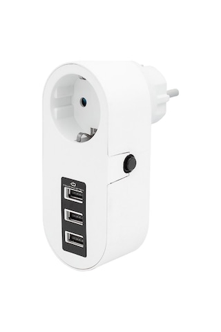 Powermaster PM-4913 3xUsb'li Tekli Termal Akım Korumalı Priz Beyaz
