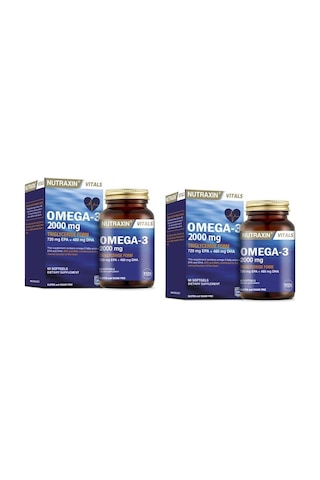 Nutraxin Omega 3 Balık Yağı Omega 3 2000 Mg 2 x 60 Softgel Nutraxin Omega 3 Balık Yağı Omega 3 2000 Mg 2 x 60 Softgel