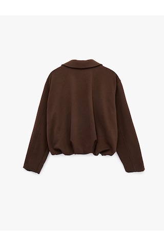 Koton Rahat Kalıp Uzun Kollu Polo Yaka Fermuarlı Sweatshirt Kahverengi 6sal10330ık Kahve