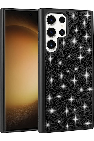 Galaxy S23 Ultra Uyumlu Parlak Taşlı Tasarım Pırlanta Zore Kılıf-lila Lila