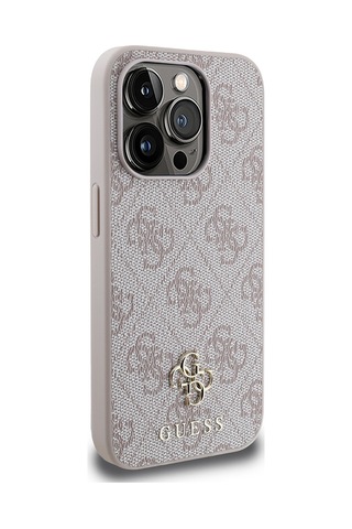 Apple Uyumlu iPhone 15 Pro Kılıf Guess Lisanslı Magsafe Şarj Özellikli Small 4g Classic Pembe