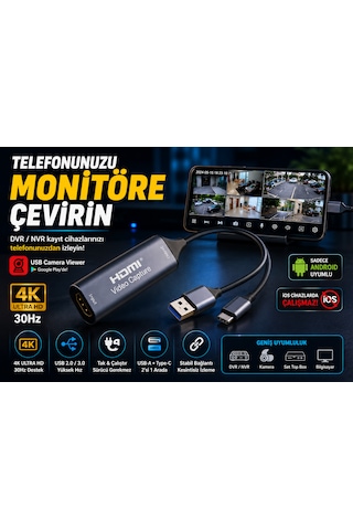 Umsn Hdmı Video Capture Usb 2.0 4k 30hz Video Aktarıcı - Bilgisayardan Telefona Aktarma Çevirici