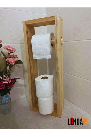 Doğal Desenli Dekoratif Tuvalet Kağıtlığı Çam Ağacından Üretilmiştir Bej
