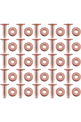 25 Bakır Perçin Burr Rondelası Seti, 15/32" Uzun Deri Bakır
