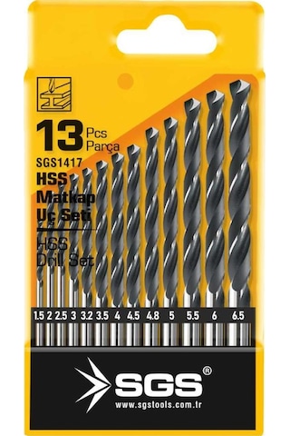 Sgs Hss Matkap Ucu Seti - Metal-inox-ahşap-plastik - 1.5-6.5 Mm Arası 13 Parça