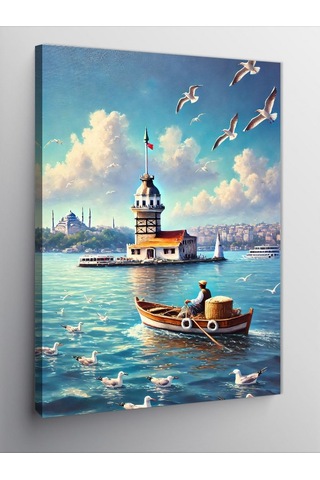 Kanvas Tablo Kız Kulesi Ve Sandal 50cmx70cm