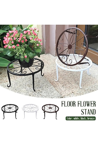 Siyah-avrupa Demir Saksılar Için Standı Metal Saksı Bitki Standı Yuvarlak Paslanmaz Tutucu Bahçe Yetiştiricilerinin Kapalı Açık Ev Dekor