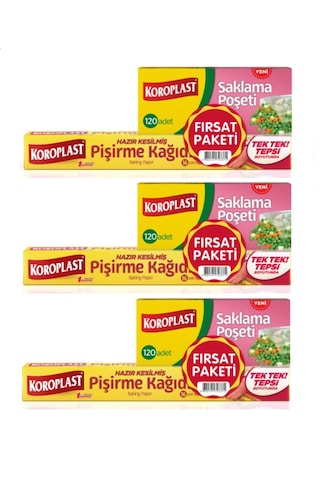 Koroplast Pişirme Kağıdı 16 Lı Saklama Poşeti 120 Li Orta Boy X 3