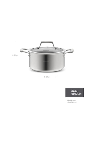 Karaca  Plasma Steel 3Ply İndüksiyon Tabanlı Çelik Tencere 24 Cm