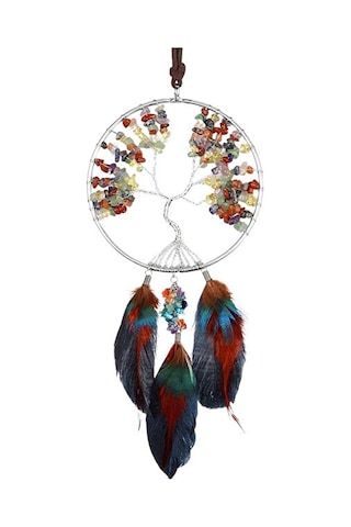 Maotai 1 Adet 7 Çakra Hayat Ağacı Kristal Asılı Süs El Yapımı Tüy Rüya Catcher Duvar Iyi Şanslar Için Asılı Meditasyon Dekorasyon