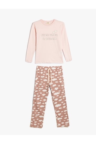 Koton Pamuklu Pijama Takımı Baskılı Pembe 5wlk40020mk Gülkurusu