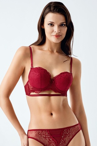 Luw 6116 Bordo Dolgulu Sütyen Külot 2Li Takım Bordo