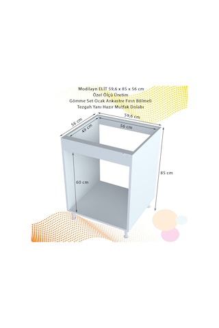 Ege 59,6 X 85 X 56 Cm Gömme Ankastre Ocak Ve Fırın Bölmeli Mutfak Dolabı Beyaz