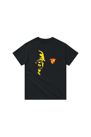 Göztepe Atatürk'ün İzindeyiz Kısa Kollu Bisiklet Yaka T-shirt SIYAH