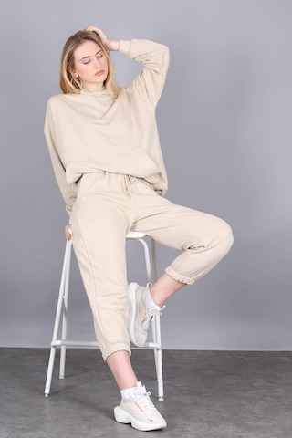 Mad Girls Bej Kapüşonlu Kadın Eşofman Takımı Mg1225 Bej