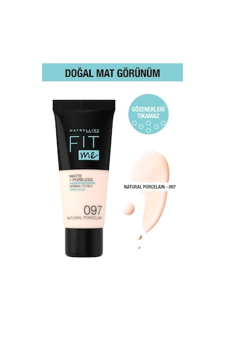 Maybelline New York Fit Me Matte+Poreless Fondöten No:97 Natural Porcelain