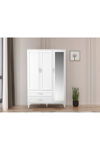 Country 3 Kapaklı 2 Çekmeceli Aynalı Gardırop