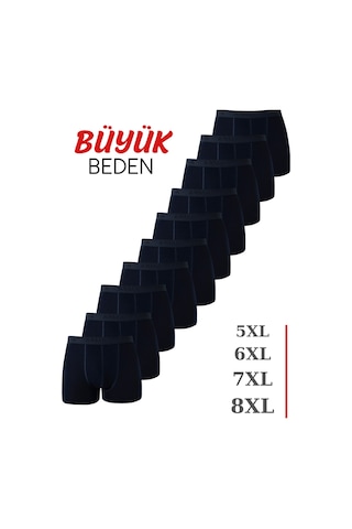 Arma Yıldız Erkek Lacivert Büyük Beden Boxer Pamuklu Likralı 10'lu Paket Lacivert
