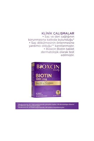 Bioxcin Biotin 5.000 Mcg + Çinko 15 Mg Saç ve Tırnak Vitamini 2 x 30 Tablet