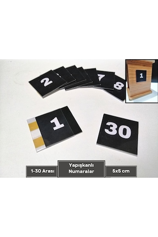 Şeffaf Etiket Yapışkanlı İsimlik Etiketlik Ve 1-30 Siyah Numaralar Peçetelik